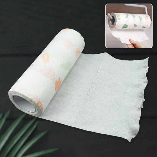 9429 Non Woven Reusable and Washable Kitchen Printed Tissue Roll Non-stick Oil Absorbing Paper Roll Kitchen Special Paper Towel Wipe Paper Dish Cloth Cleaning Cloth 40 sheets / Pulls