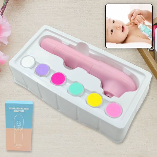 0350 6 in1 Electric Manicure Nail Sharpener for Babies and Children Baby Nail Cutter Manicure with 6 Grinding Heads, Electric Baby Nail File Electric Nail Clipper Toddler Nail Scissors Dropshipping