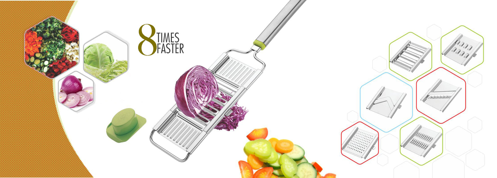 2142 6 in 1 Stainless Steel Kitchen Chips Chopper Cutter Slicer and Grater with Handle DeoDap