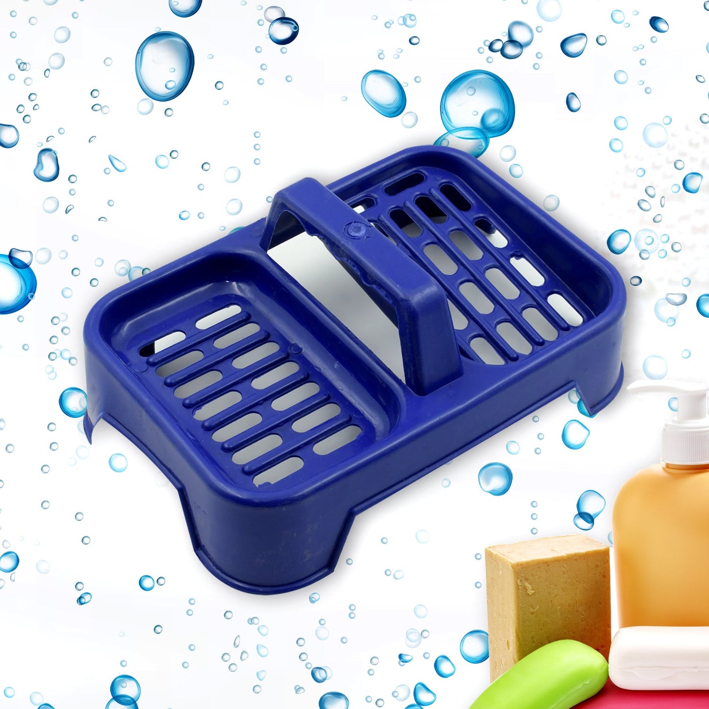 8729 2in1 Plastic Soap Case / Soap Dish / Soap Stand, 2 Section Plastic Soap Case Soap Holder Soap Dish For Bathroom Kitchen Sink (1 Pc / Multicolor )