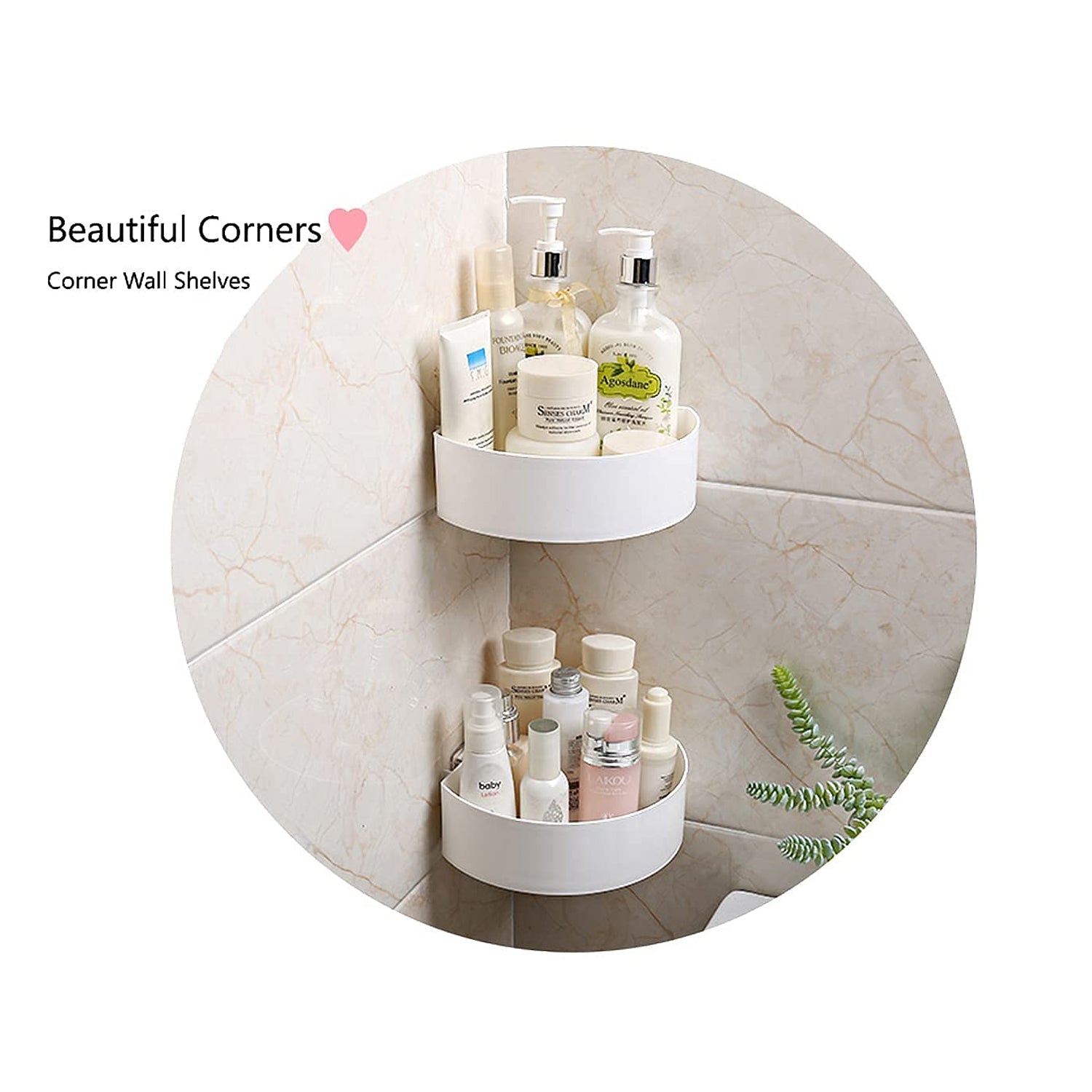 4033 Corner Shelf Bathroom Kitchen Rack Self Adhesive Shower Caddy Plastic Triangle Wall Mount Storage Basket Primerce